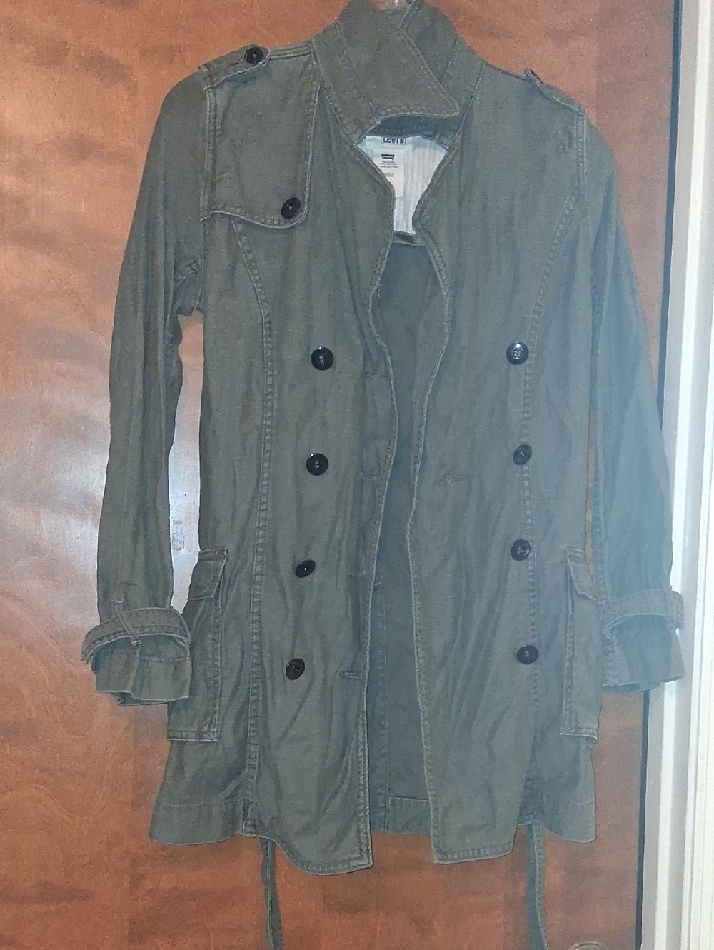 Levi's Olive Green Double-Breasted Trench Coat
